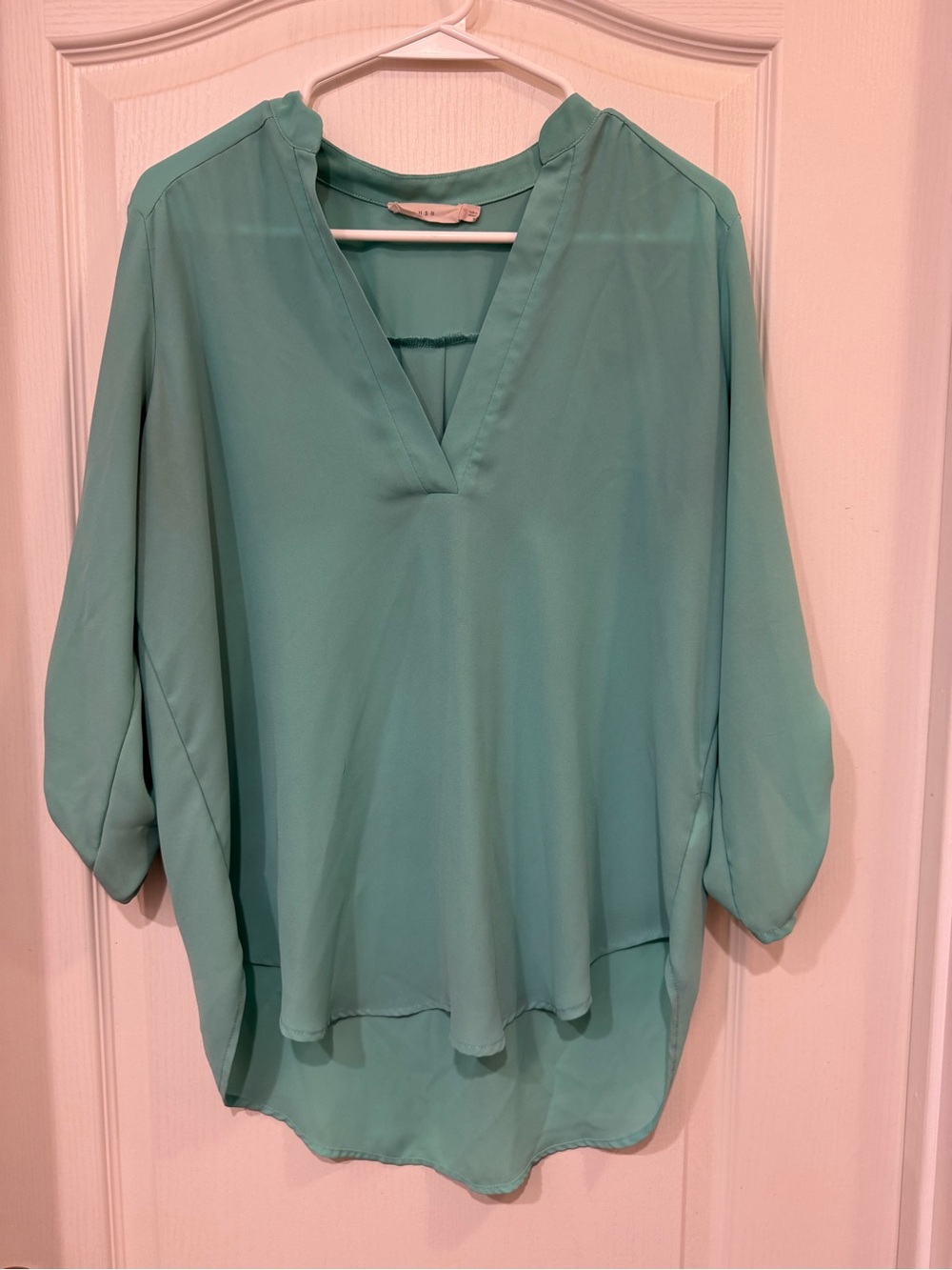 Lush Mint Green V-Neck Flowing Blouse